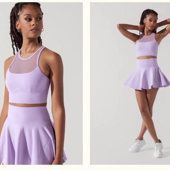POPFLEX Celeste Mesh Crop Sports Bra - Digital Lavender Purple 2X - Picture 3 of 7